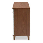 Meuble à chaussures en bois à 8 étagères Coolidge blanc/noyer – Baxton Studio