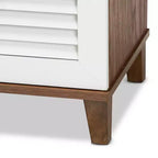 Meuble à chaussures en bois à 8 étagères Coolidge blanc/noyer – Baxton Studio