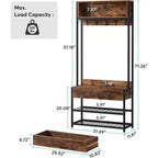 Porte-manteau industriel LITTLE TREE avec banc à chaussures pour entrée, marron rustique