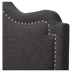 Tête de lit moderne en tissu Nadeen avec garniture cloutée - Baxton Studio : réglable, polyester, bois d'hévéa