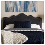 Tête de lit moderne en tissu Nadeen avec garniture cloutée - Baxton Studio : réglable, polyester, bois d'hévéa