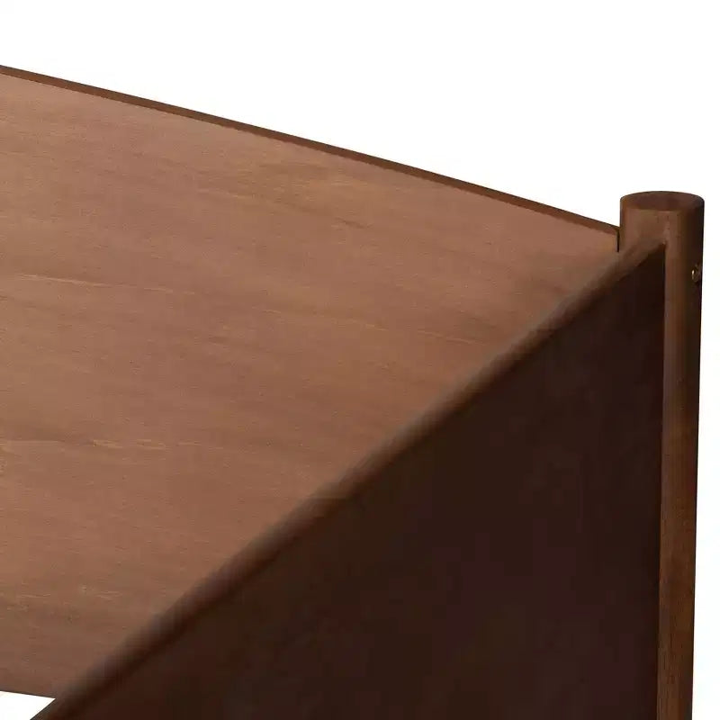 Lit de Repos Double Veles Wood Frêne Noyer - Baxton Studio : Milieu de Siècle Moderne, Finition Lisse, MDF et Hévéa, Lit Plateforme