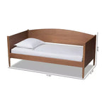 Lit de Repos Double Veles Wood Frêne Noyer - Baxton Studio : Milieu de Siècle Moderne, Finition Lisse, MDF et Hévéa, Lit Plateforme