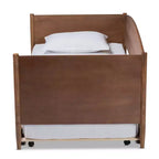 Lit de repos double Veles Wood avec lit gigogne frêne noyer – Baxton Studio : Design Mid-Century, Cadre en bois d'hévéa