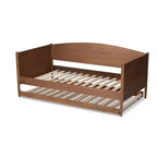 Lit de repos double Veles Wood avec lit gigogne frêne noyer – Baxton Studio : Design Mid-Century, Cadre en bois d'hévéa