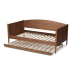 Lit de repos double Veles Wood avec lit gigogne frêne noyer – Baxton Studio : Design Mid-Century, Cadre en bois d'hévéa