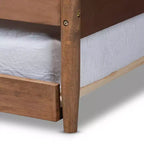 Lit de repos double Veles Wood avec lit gigogne frêne noyer – Baxton Studio : Design Mid-Century, Cadre en bois d'hévéa