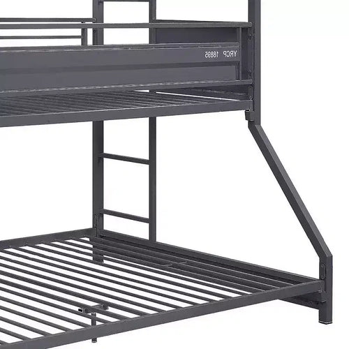 Triple lit superposé 78 po double/double/complet avec espace de rangement, cadre et échelles en métal – Meubles Acme