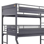 Triple lit superposé 78 po double/double/complet avec espace de rangement, cadre et échelles en métal – Meubles Acme