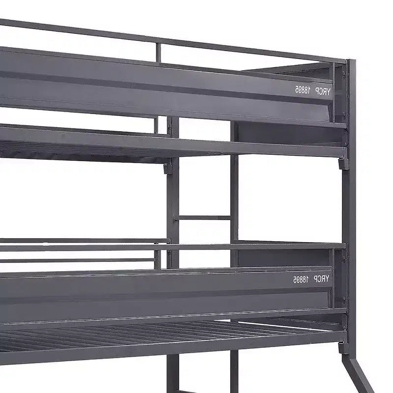 Triple lit superposé 78 po double/double/complet avec espace de rangement, cadre et échelles en métal – Meubles Acme