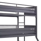 Triple lit superposé 78 po double/double/complet avec espace de rangement, cadre et échelles en métal – Meubles Acme
