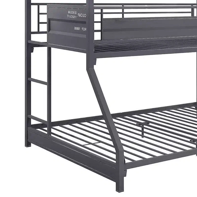 Triple lit superposé 78 po double/double/complet avec espace de rangement, cadre et échelles en métal – Meubles Acme