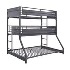 Triple lit superposé 78 po double/double/complet avec espace de rangement, cadre et échelles en métal – Meubles Acme