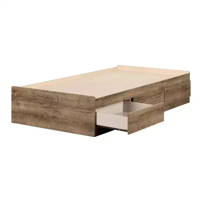 Lit plateforme South Shore grandeur double/grand Musano brun/noyer naturel : Panneaux de particules stratifiés, sommier non requis