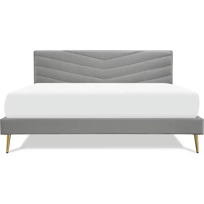 King Sidney Upholstered Platform Bed Gray - Adore Decor