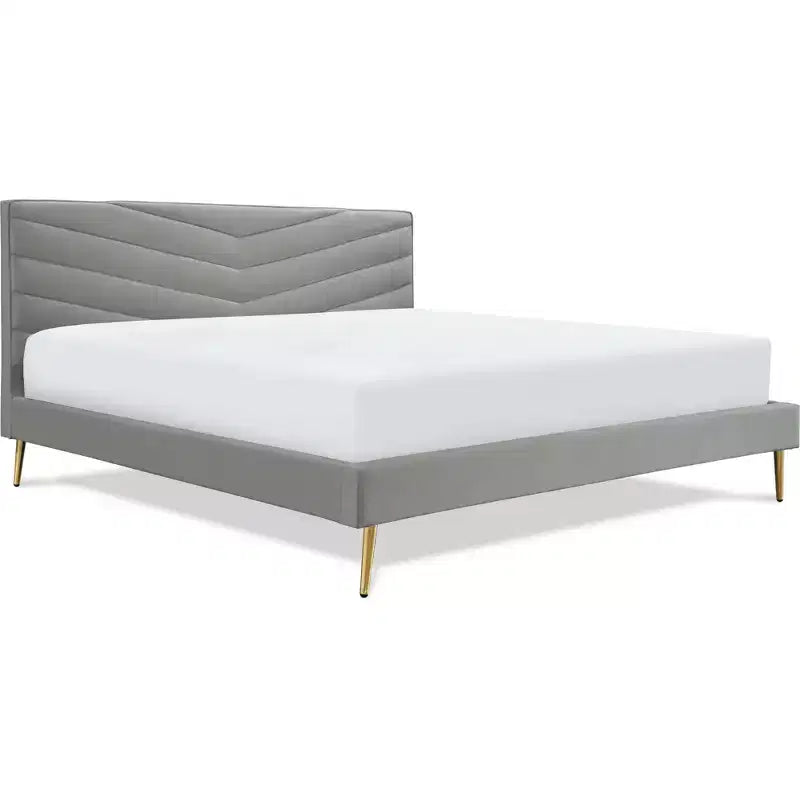 Lit plateforme tapissé King Sidney Gris - Adore Decor