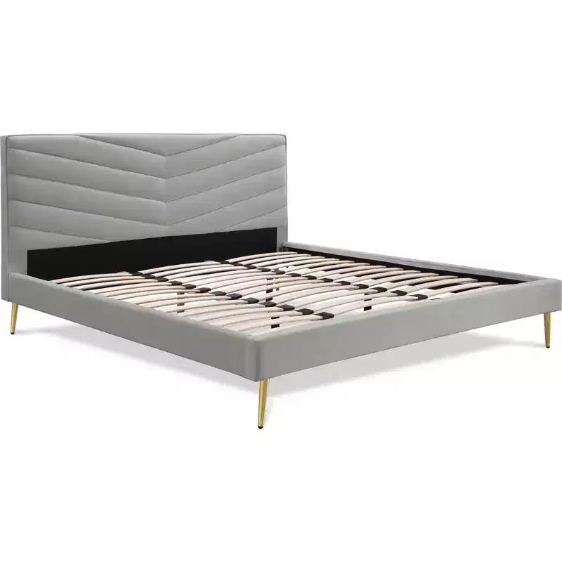 Lit plateforme tapissé King Sidney Gris - Adore Decor