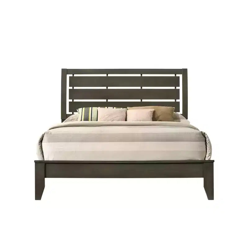 Lit Queen 84" Ilana Gris - Acme Furniture : Revêtement toile, Cadre en bois, Garantie 60 jours