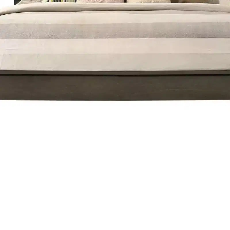 Lit Queen 84" Ilana Gris - Acme Furniture : Revêtement toile, Cadre en bois, Garantie 60 jours