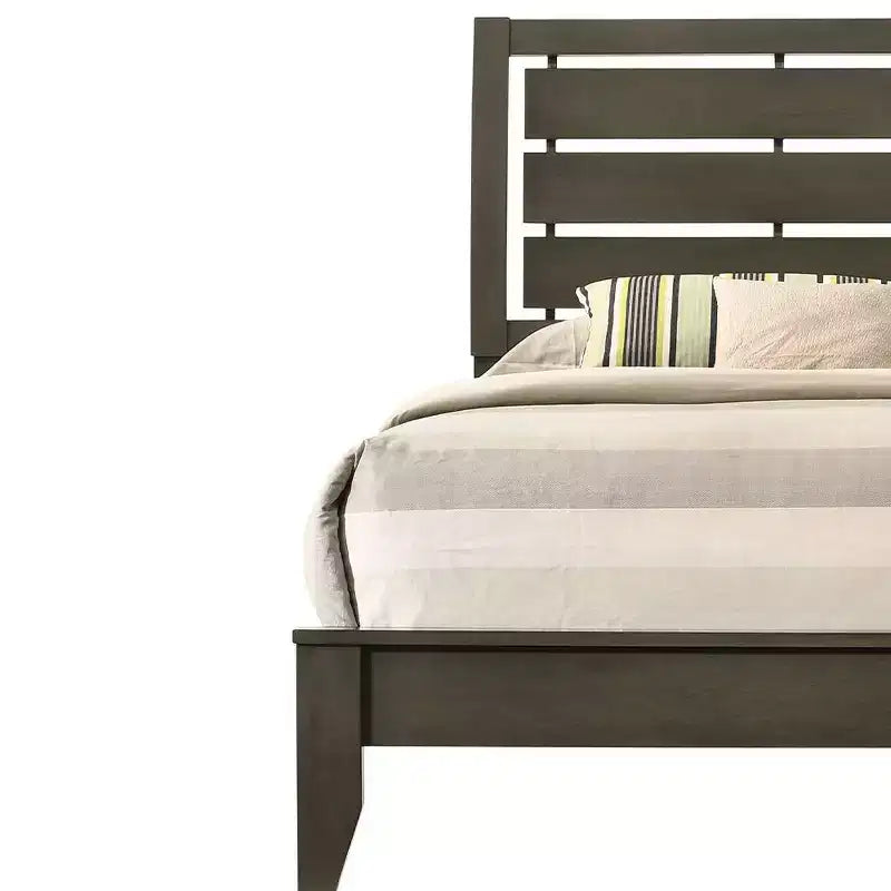 Lit Queen 84" Ilana Gris - Acme Furniture : Revêtement toile, Cadre en bois, Garantie 60 jours