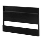 South Shore Full/Queen Primo Headboard with Storage Shelf Black Oak