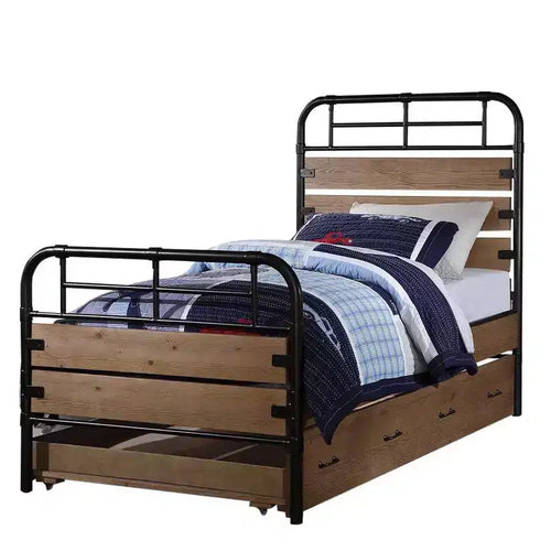 Acme Furniture Twin Adams Bed Antique Oak/Gunmetal