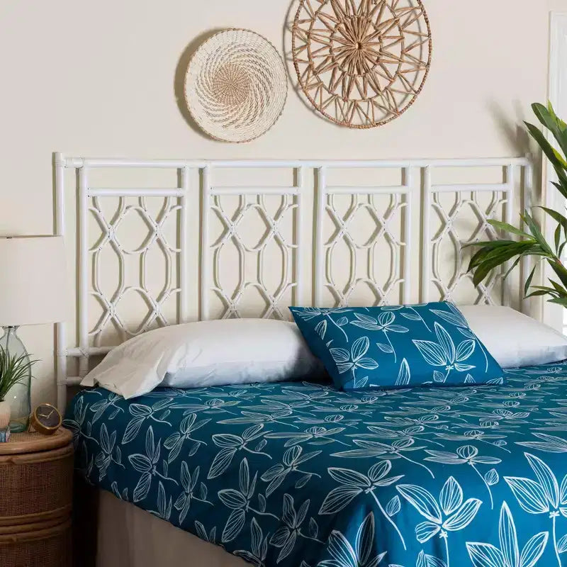 Tête de lit indépendante en rotin King Size Sampson bali & pari blanc