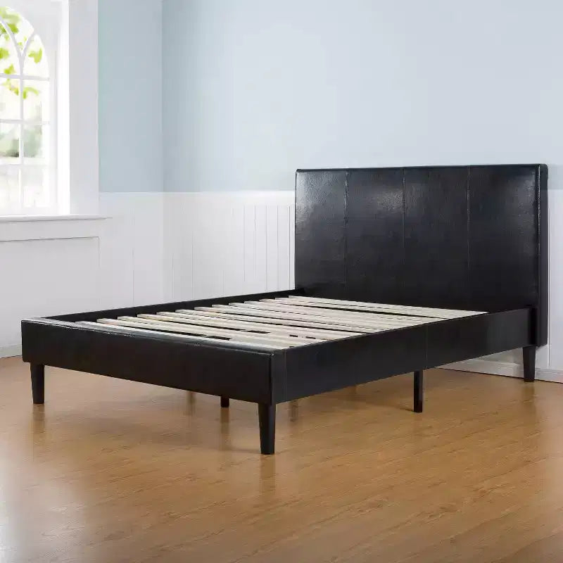 Platform Bed Faux Leather Dark Brown - Sleep Revolution