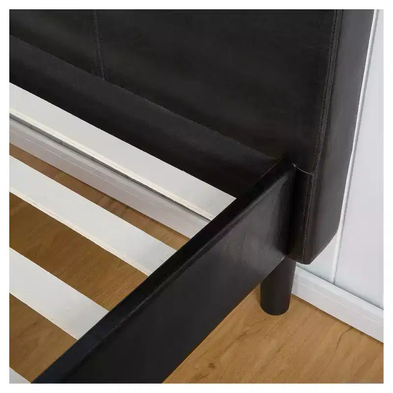 Lit plate-forme en similicuir marron foncé - Sleep Revolution