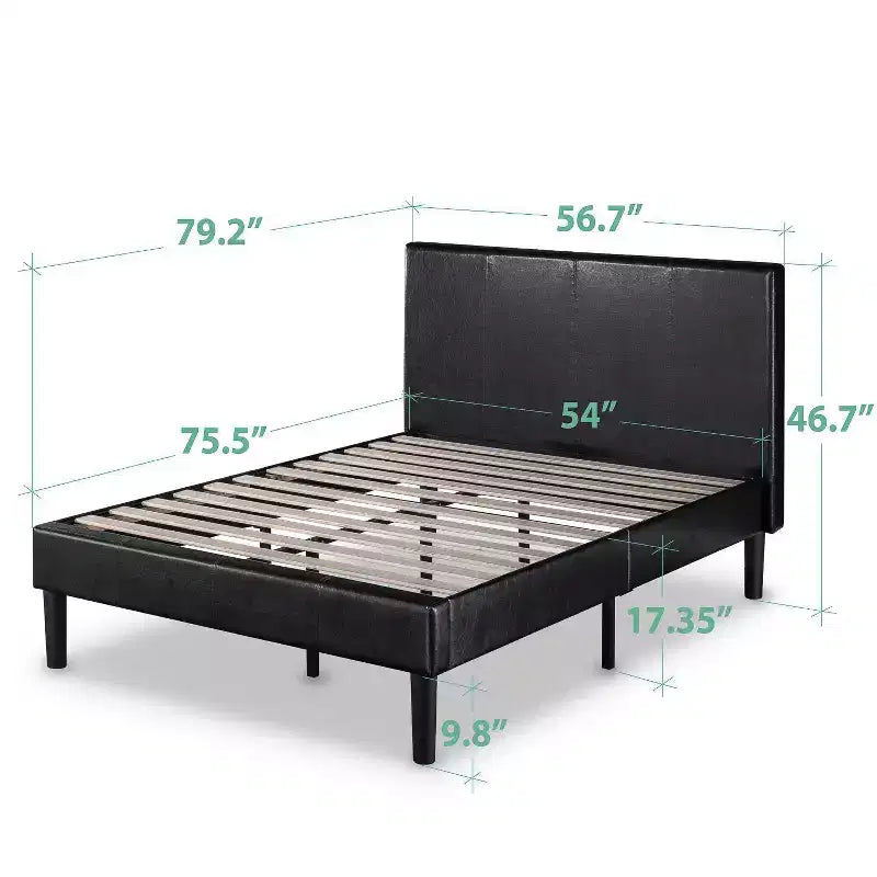 Lit plate-forme en similicuir marron foncé - Sleep Revolution