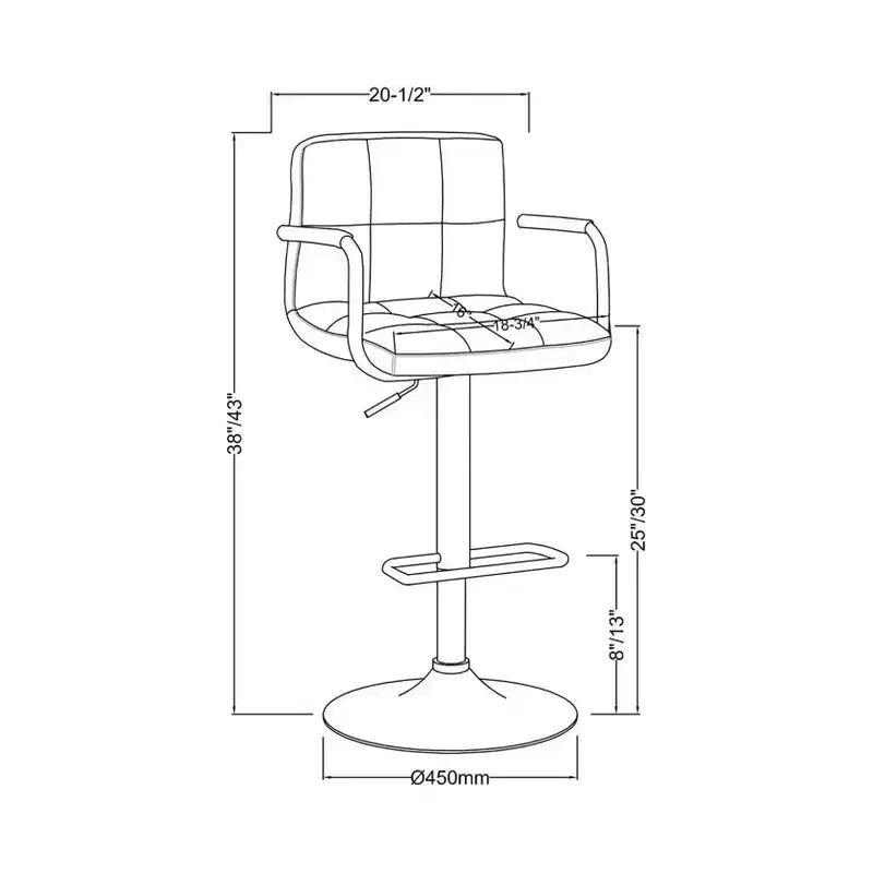 24/7 Shop At Home Tabouret de bar pivotant réglable Ethan avec accoudoirs Furniture of America