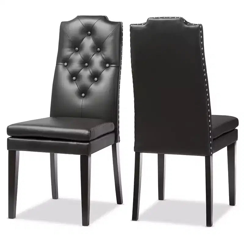 Lot de 2 chaises de salle à manger modernes et contemporaines en similicuir Dylin - Baxton Studio