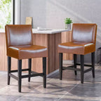 Ensemble de 2 tabourets de bar hauteur comptoir en cuir Lopez 64,7 cm - Christopher Knight Home