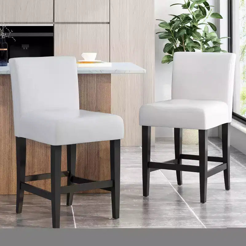 Ensemble de 2 tabourets de bar hauteur comptoir en cuir Lopez 64,7 cm - Christopher Knight Home