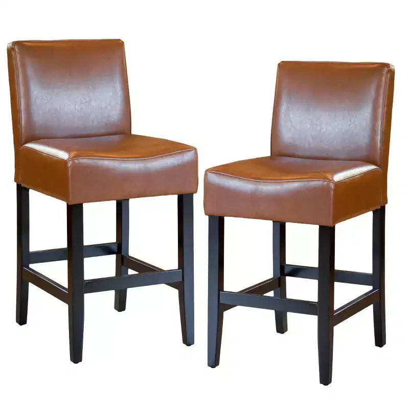 Ensemble de 2 tabourets de bar hauteur comptoir en cuir Lopez 64,7 cm - Christopher Knight Home