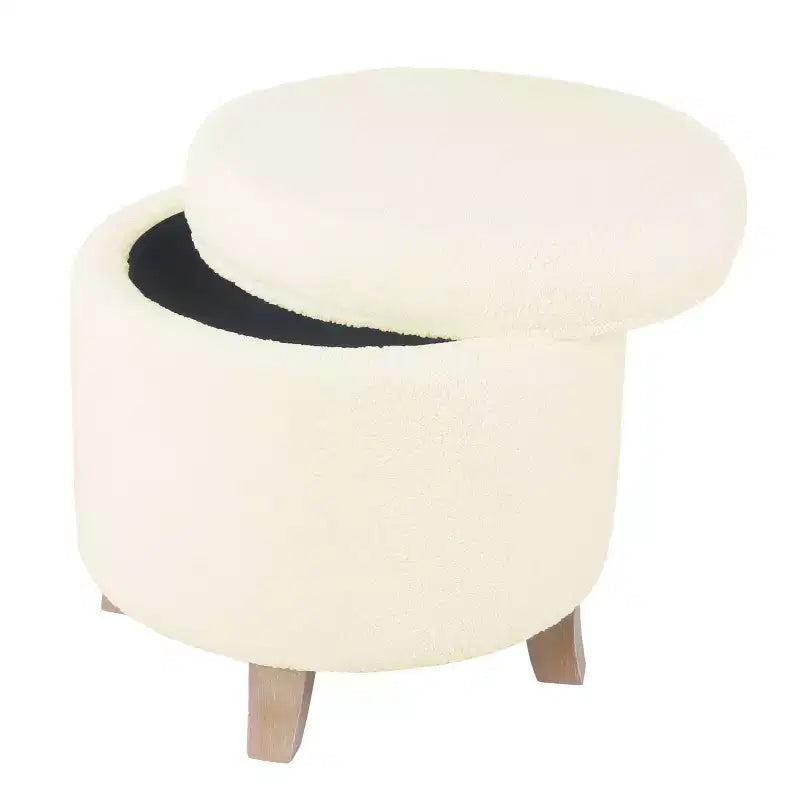 Cole Classics Pouf de rangement rond Pieds évasés en bois - HomePop