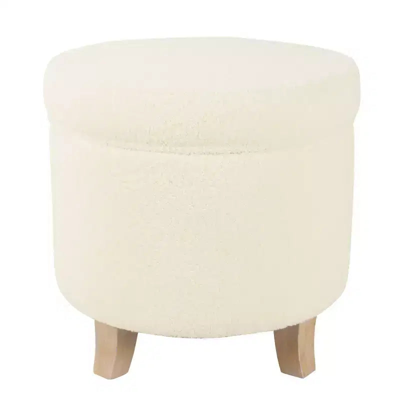 Cole Classics Pouf de rangement rond Pieds évasés en bois - HomePop