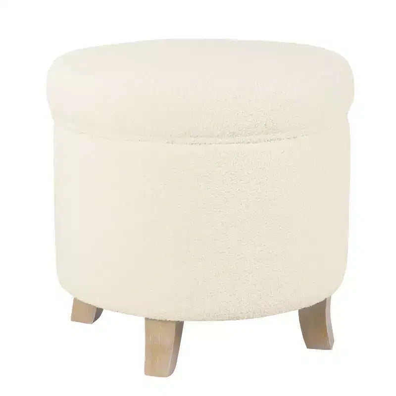 Cole Classics Pouf de rangement rond Pieds évasés en bois - HomePop