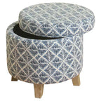 Cole Classics Pouf de rangement rond Pieds évasés en bois - HomePop
