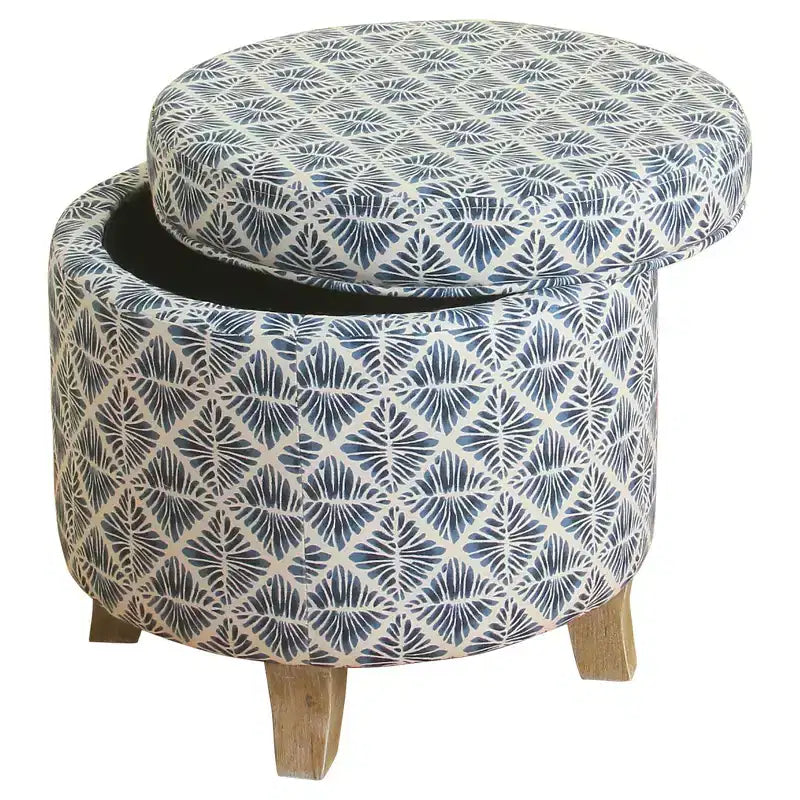 Cole Classics Pouf de rangement rond Pieds évasés en bois - HomePop