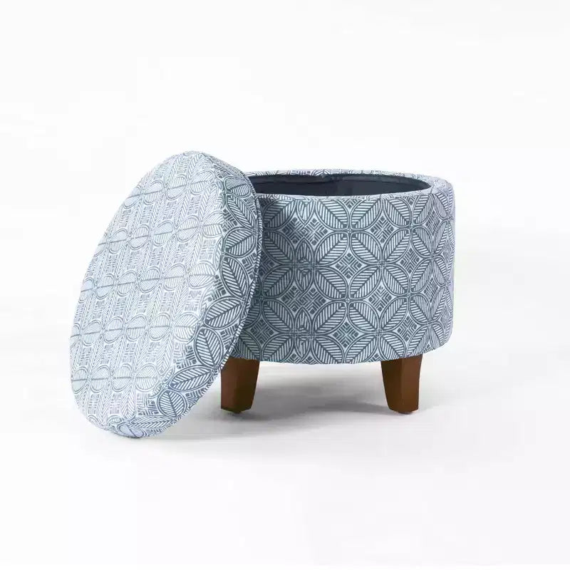 Cole Classics Pouf de rangement rond Pieds évasés en bois - HomePop
