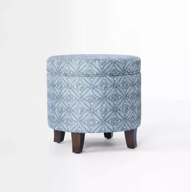 Cole Classics Pouf de rangement rond Pieds évasés en bois - HomePop