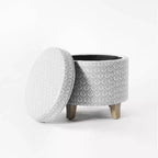 Cole Classics Pouf de rangement rond Pieds évasés en bois - HomePop