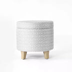 Cole Classics Pouf de rangement rond Pieds évasés en bois - HomePop