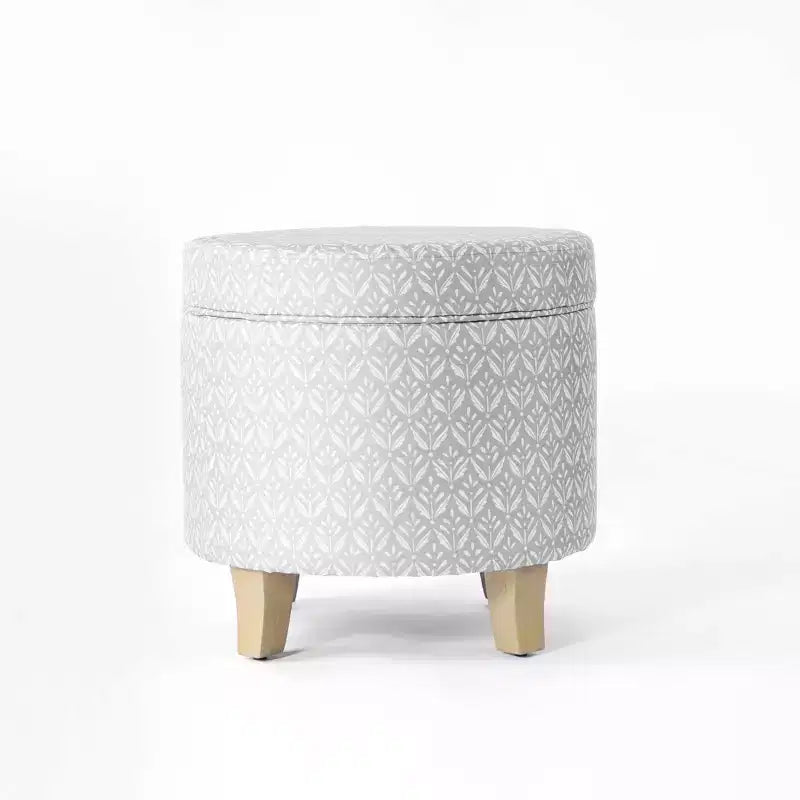 Cole Classics Pouf de rangement rond Pieds évasés en bois - HomePop