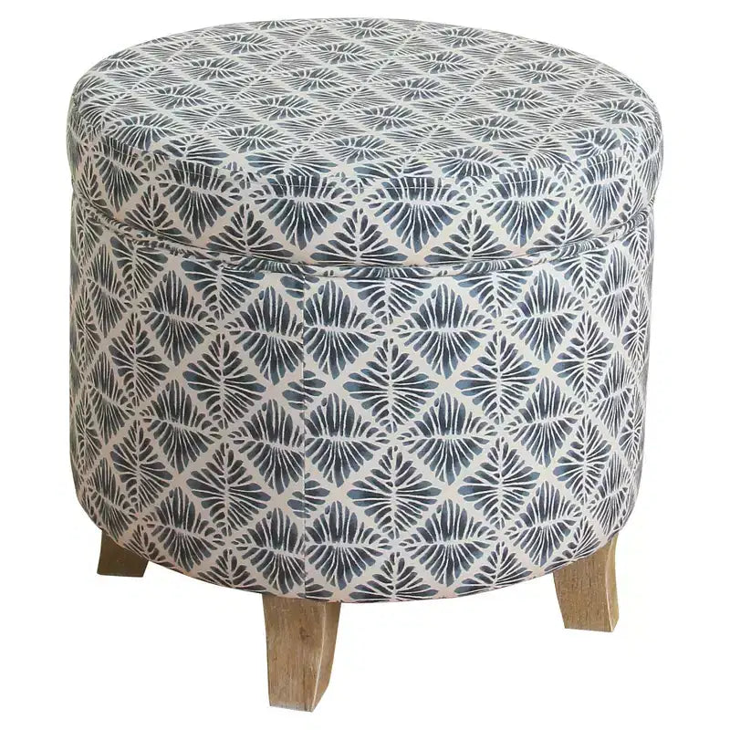 Cole Classics Pouf de rangement rond Pieds évasés en bois - HomePop