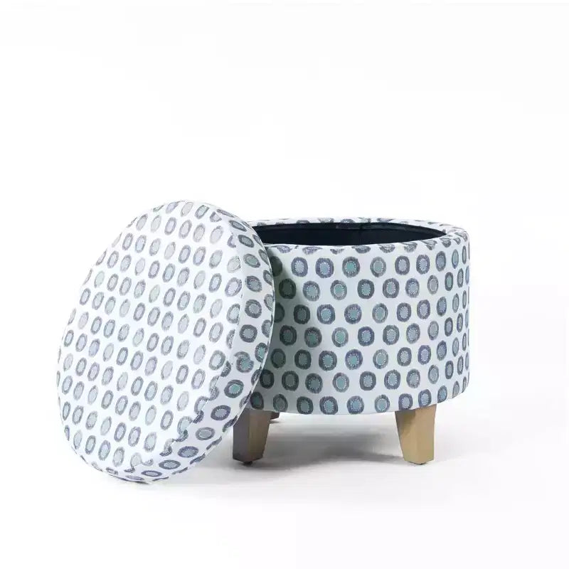 Cole Classics Pouf de rangement rond Pieds évasés en bois - HomePop