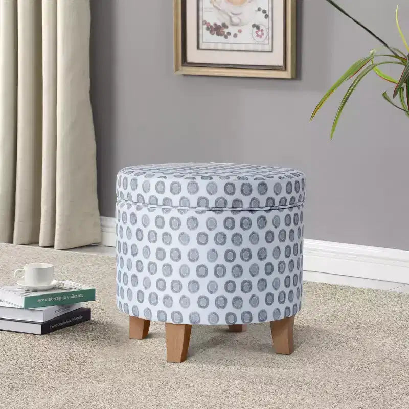 Cole Classics Pouf de rangement rond Pieds évasés en bois - HomePop