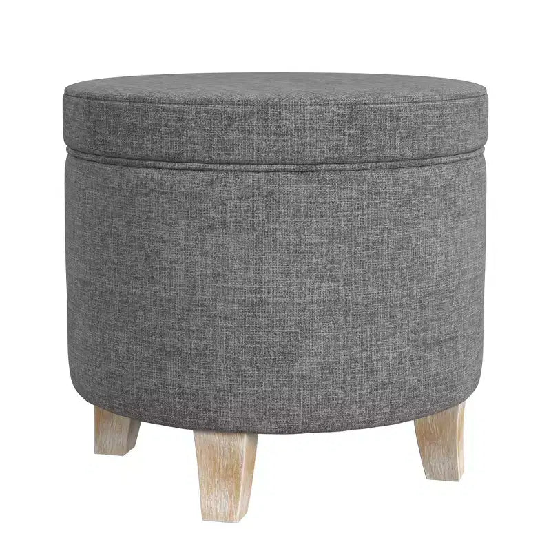 Cole Classics Pouf de rangement rond Pieds évasés en bois - HomePop