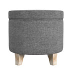 Cole Classics Pouf de rangement rond Pieds évasés en bois - HomePop